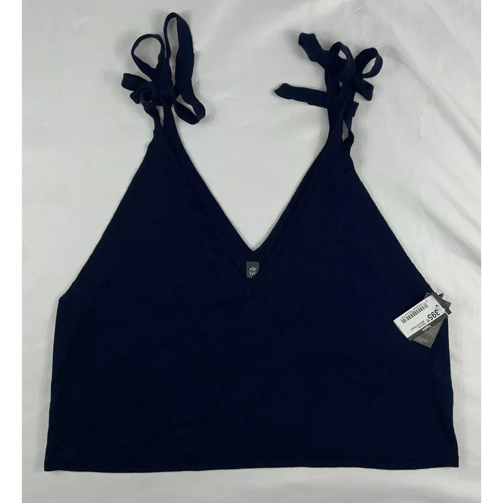Eleventy Blue Wool Silk Cropped Tie Tank Top Womens Small 980MA0427 NWT